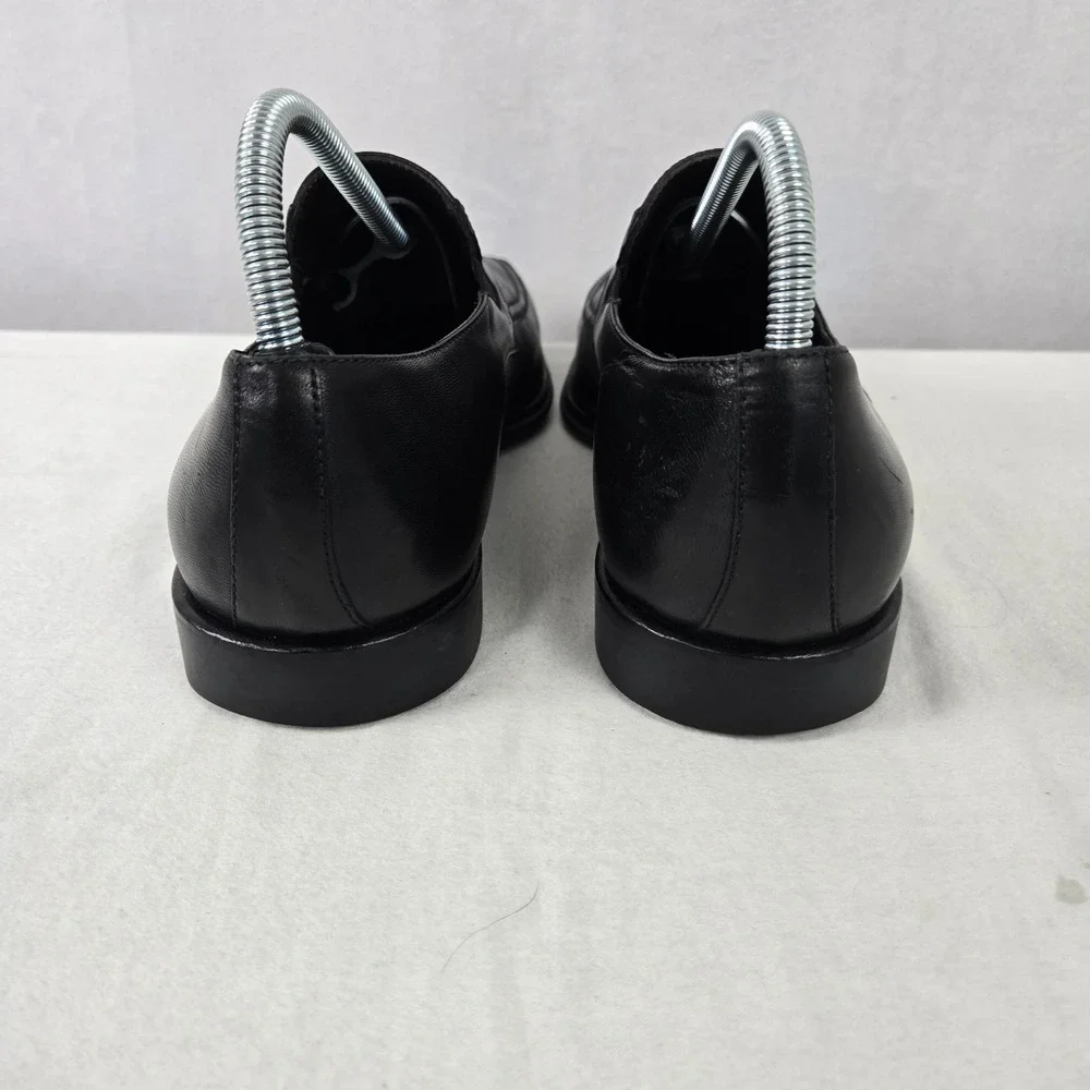 Bruno Magli Men Black Leather Apron Toe Slip On Loafers Shoe Made Italy Size 9 M